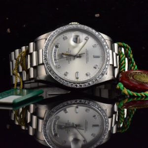 Rolex Day-Date 18049 unpoliert / Factory Diamond / top President - Vintage B&P 1988