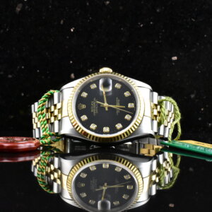 Rolex Datejust 16233 Black Big Diamonds / No Holes 2001 - LC100 B&P